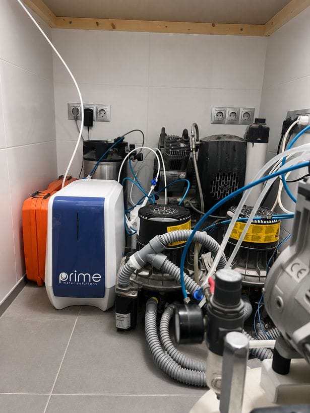 Sala técnica de Clínica Dental El Perchel con el equipo Prime instalado